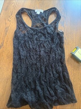 Bozzolo Black Floral Lace Racerback Tank small (has stretch)